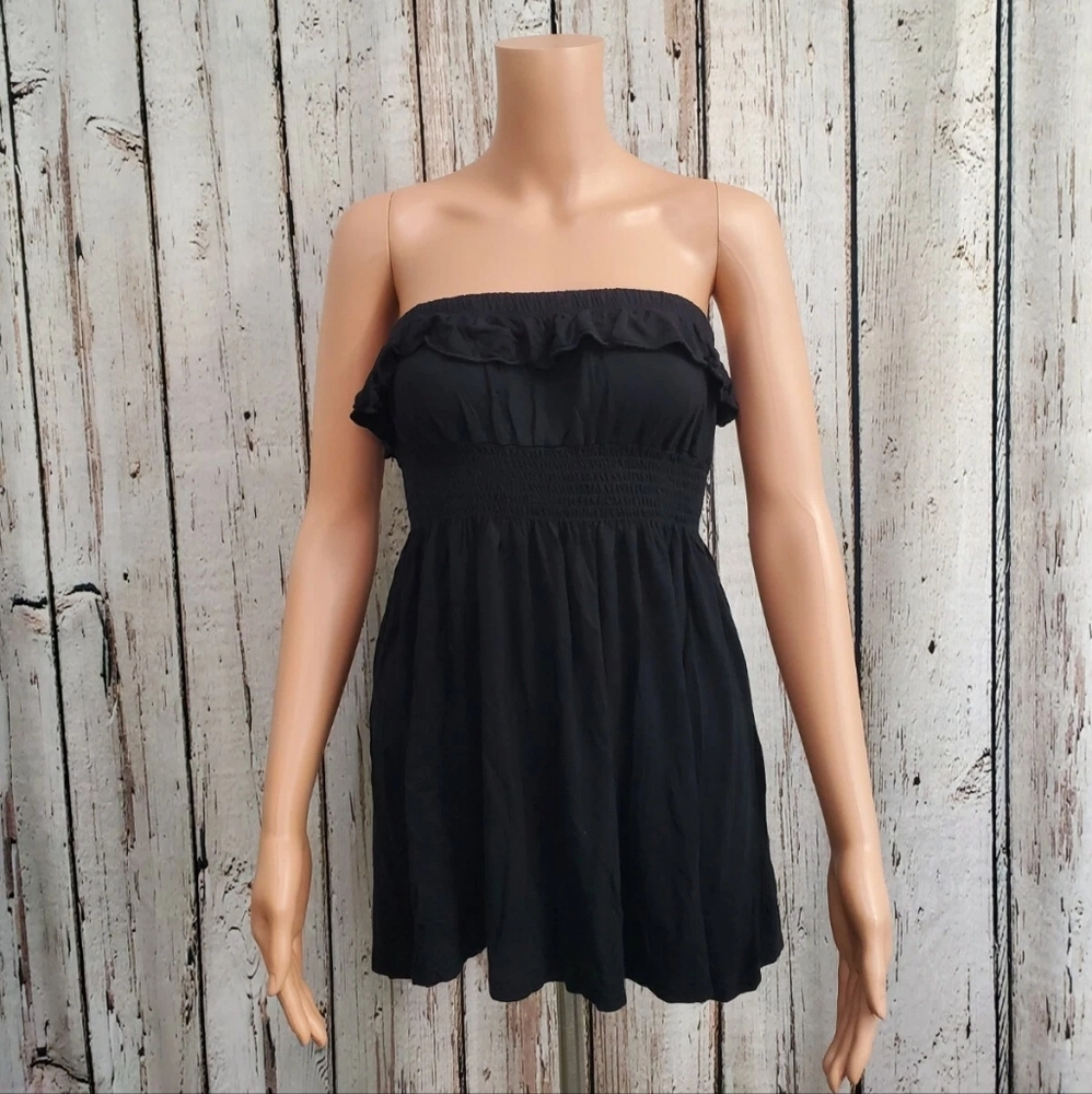 Women's Medium Julie's Closet Black Jersey Strapless Tube Top‎ Blouse Shirt